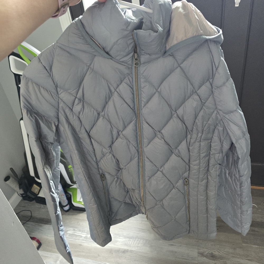 Lucky Brand Blue/Gray Quilted Packable Puffer Jacket - Women